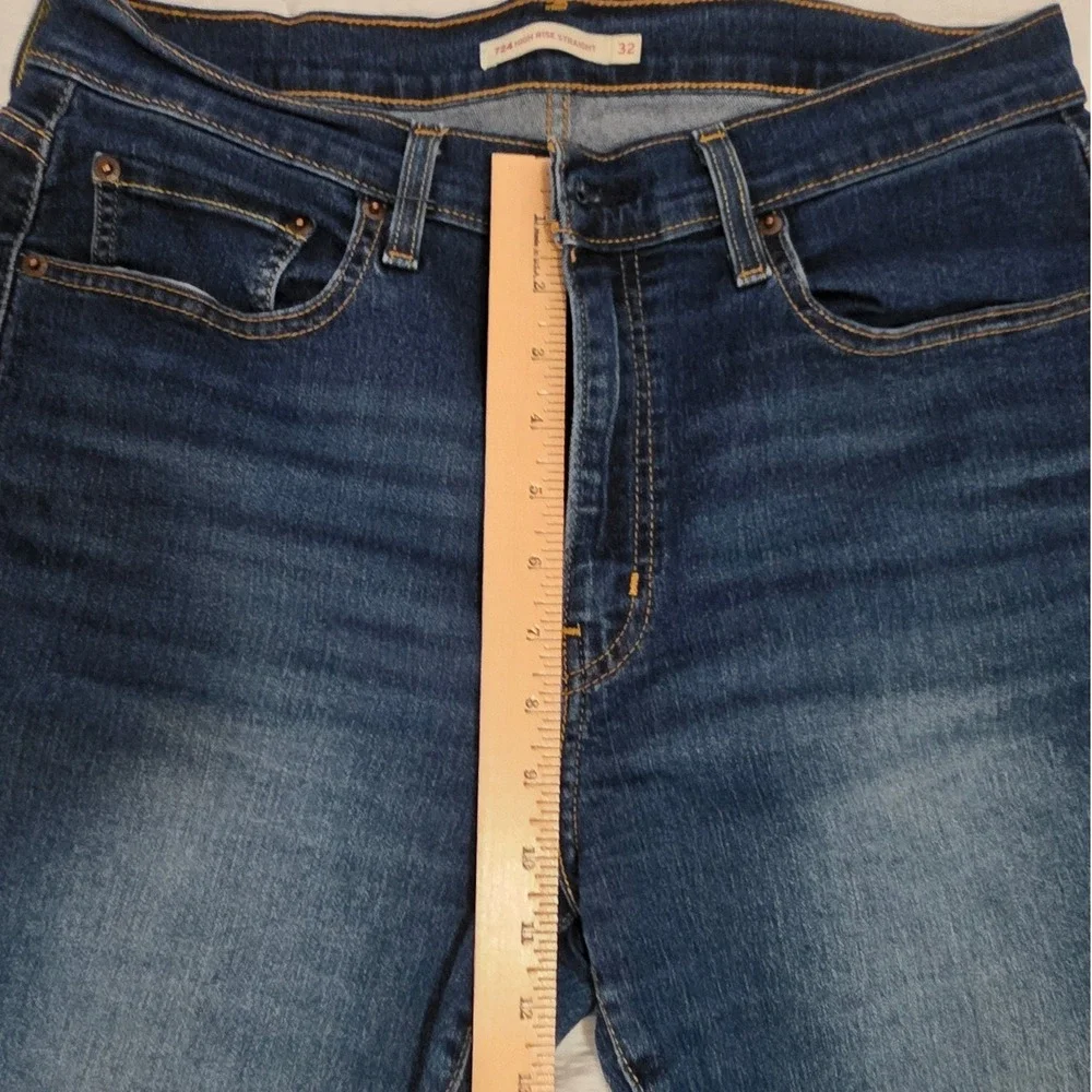Levis 724 High Rise Straight Jeans Dark Wash Denim Blue Pants Mens 32x30